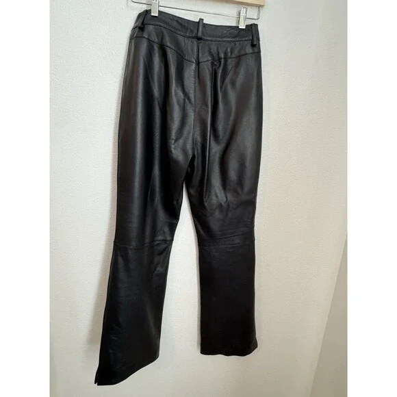 St John Sport Pants Womens 6 Black Leather Boot Cut  High Rise Trousers Y2K EUC - Picture 3 of 10